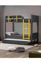 Lit superposé, Lit superposé modulable avec lits gigognes, Anthracite - Jaune