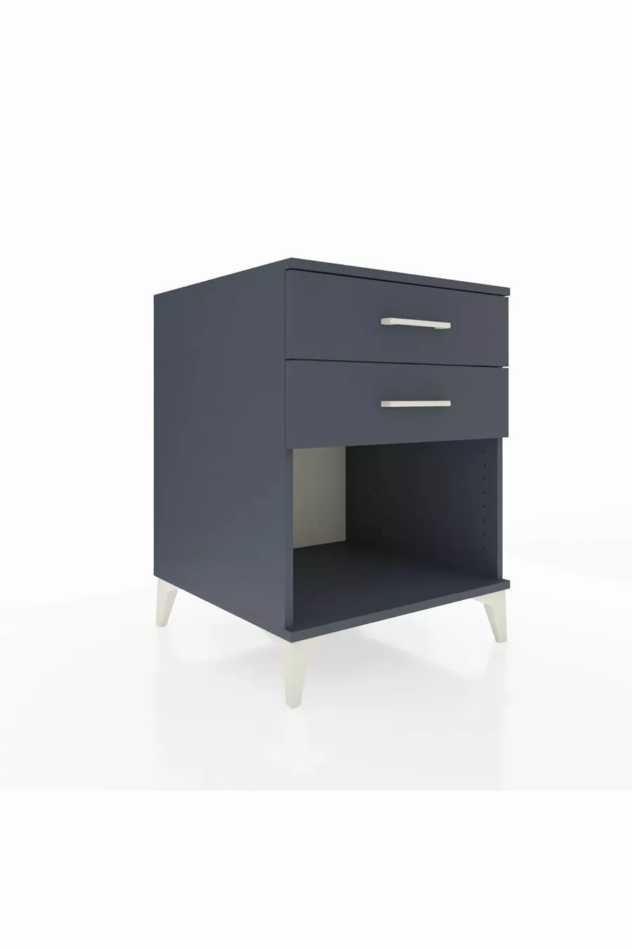 Table de chevet Kronos à 2 tiroirs Anthracite-Anthracite