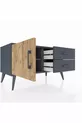 Commode Hyperion à une étagère, 2 tiroirs et une porte, Anthracite-Sapin/Anthracite