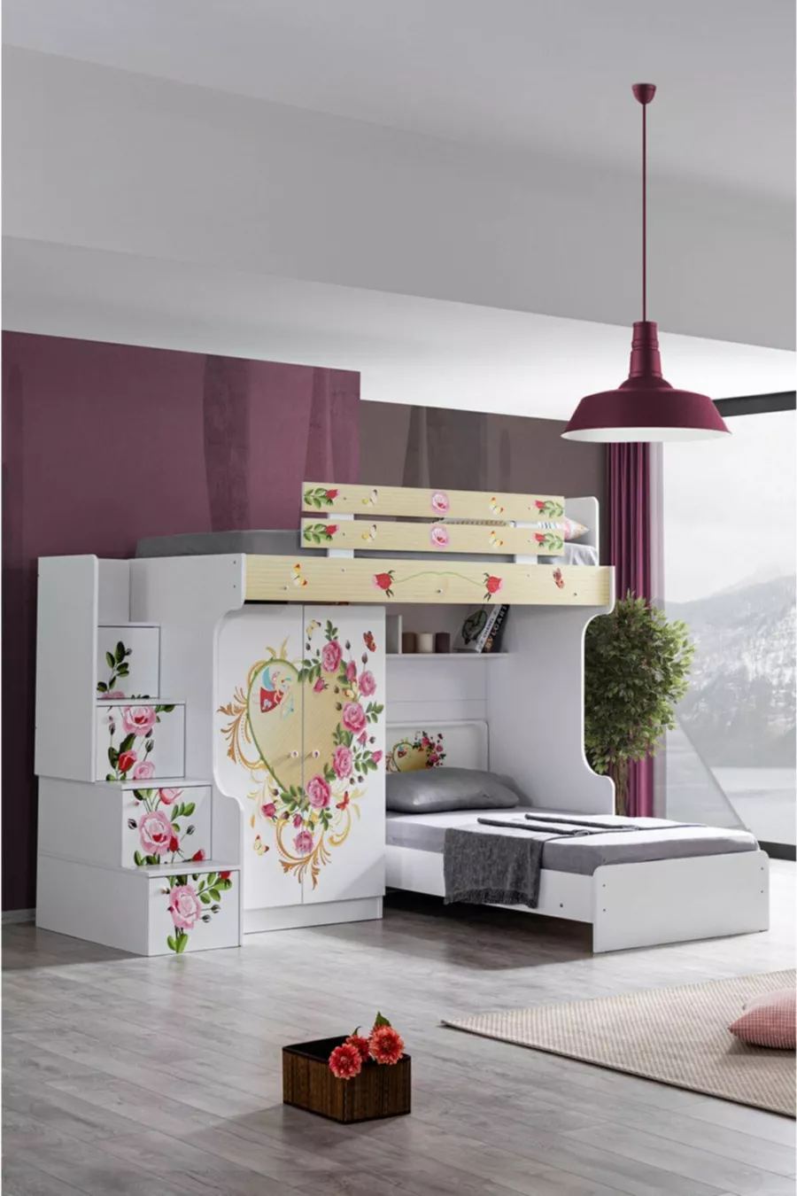 Lits superposés, miroir, lit, armoire