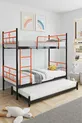 Lit superposé Koza avec tiroirs, compatible avec trois personnes, métal orange