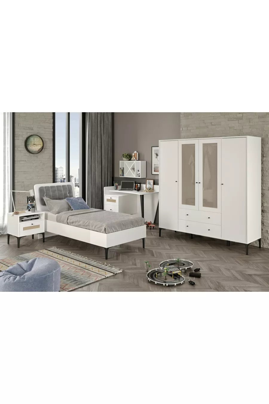 Chambre d'adolescent Trio White XL (%mdf)