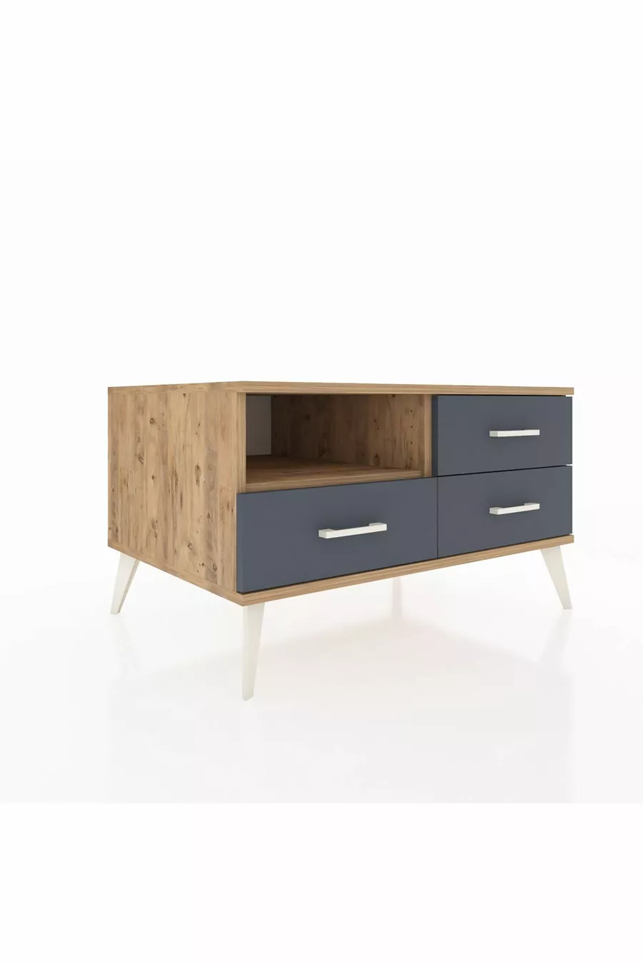 Commode Kronos à une étagère et 3 tiroirs Pin-Pin/Anthracite