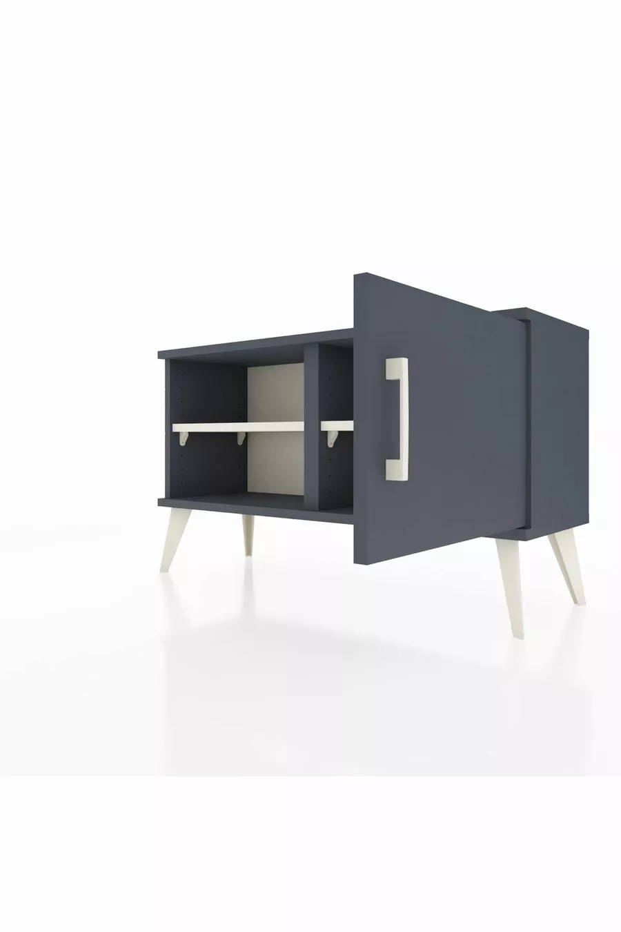 Commode Arges avec 2 étagères et une porte Anthracite-Anthracite/Marbre