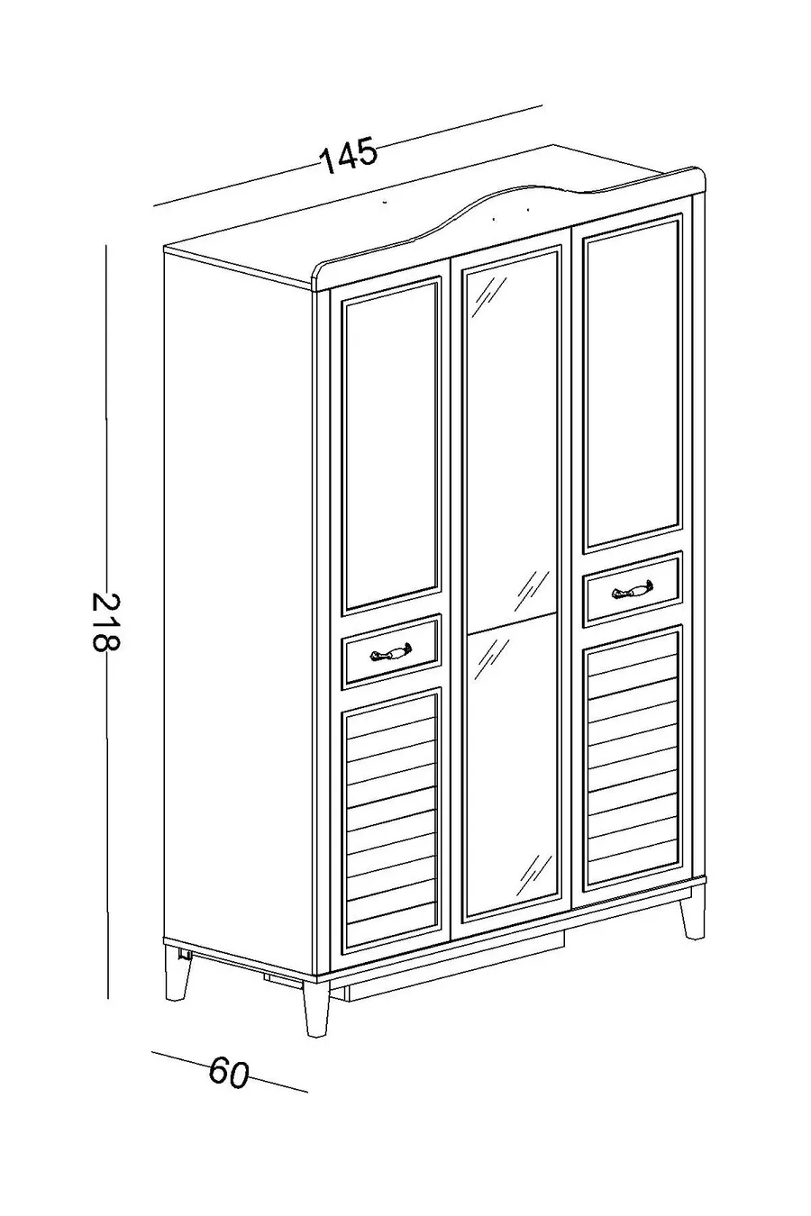 Chambre d'enfant Marje (Armoire à 3 portes + * Montessori + Commode avec miroir)