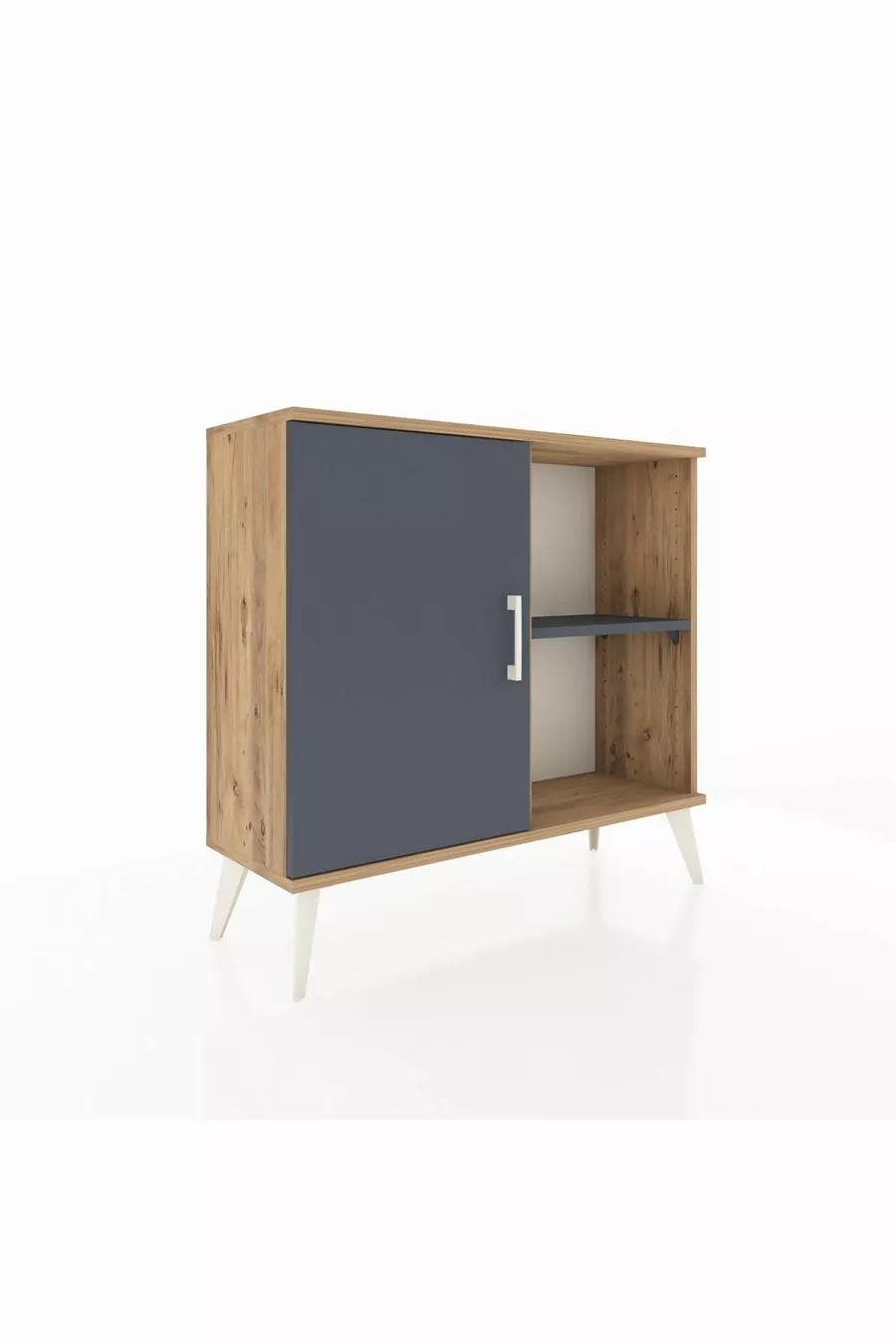 Commode Arges à 2 étagères avec 1 porte, pin-anthracite