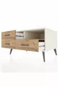 Commode Kronos avec une étagère et 3 tiroirs, Pierre de Lune-Pin