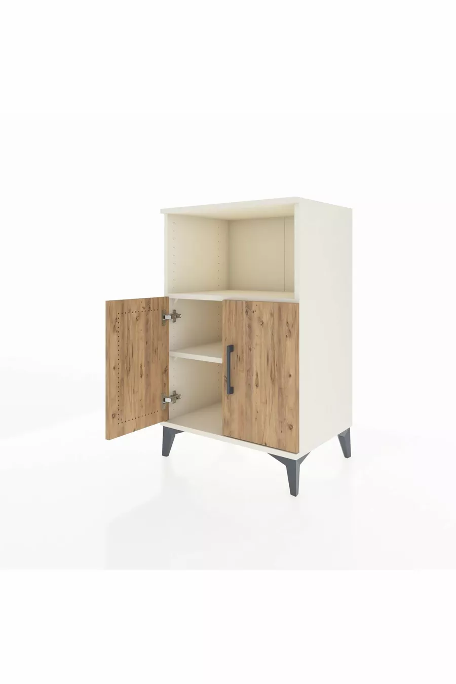 Commode Hyperion à 2 étagères et 2 portes, Pierre de Lune-Pin