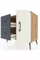 Commode Hyperion avec une seule étagère, 2 tiroirs et une porte, pin-gris/anthracite