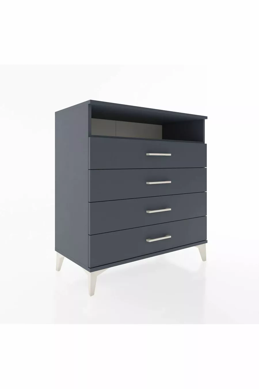 Commode Hyperion à une étagère et 4 tiroirs Anthracite-Anthracite