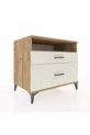 Commode Kronos à une étagère et 2 tiroirs en pin et pierre de lave