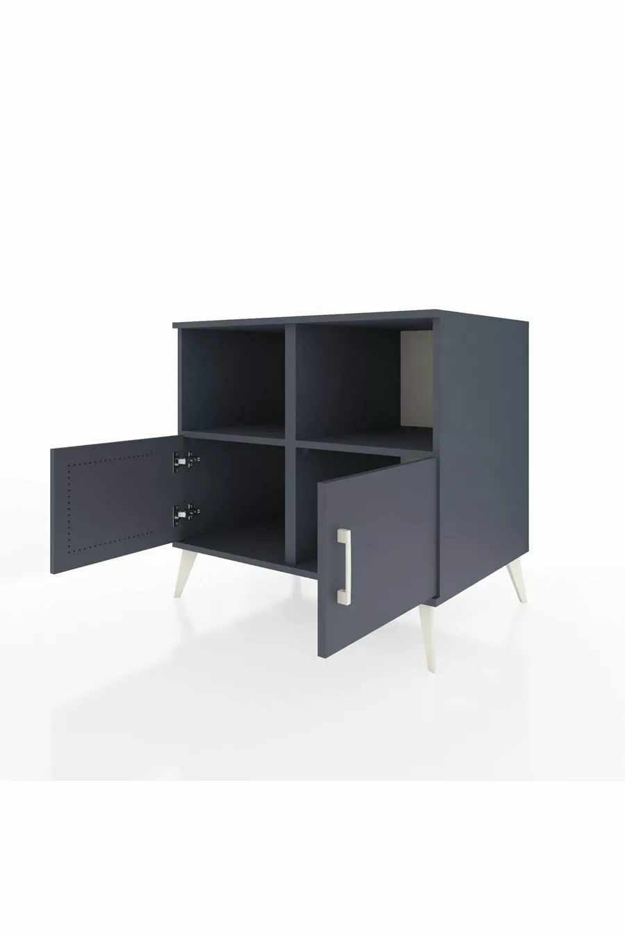 Commode Kronos 2 étagères 2 portes Anthracite-Anthracite
