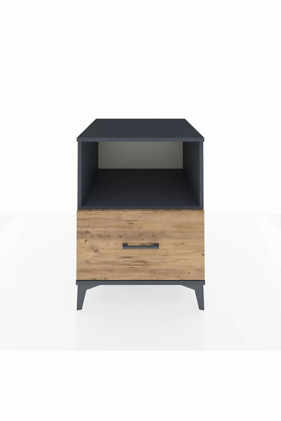 Chevet Kronos à une étagère et un tiroir Anthracite-Pin