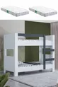 Lit superposé Ranza, Açelya démontable + 2 matelas Comfort