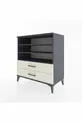 Commode Hyperion 3 étagères 2 tiroirs Anthracite-Pierre de Lune