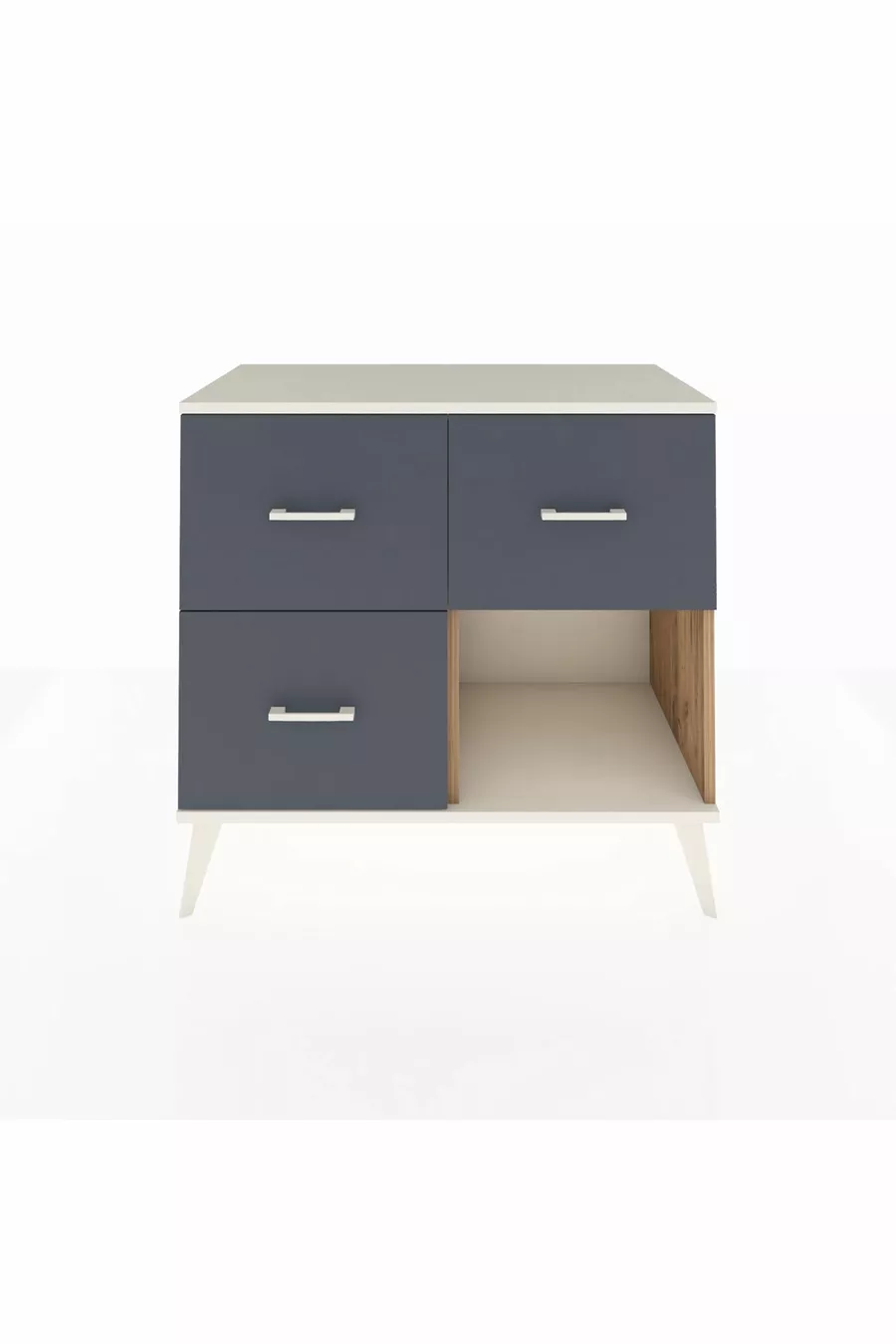 Commode Hyperion 3 tiroirs Pin-Pierres d'ambre/Anthracite