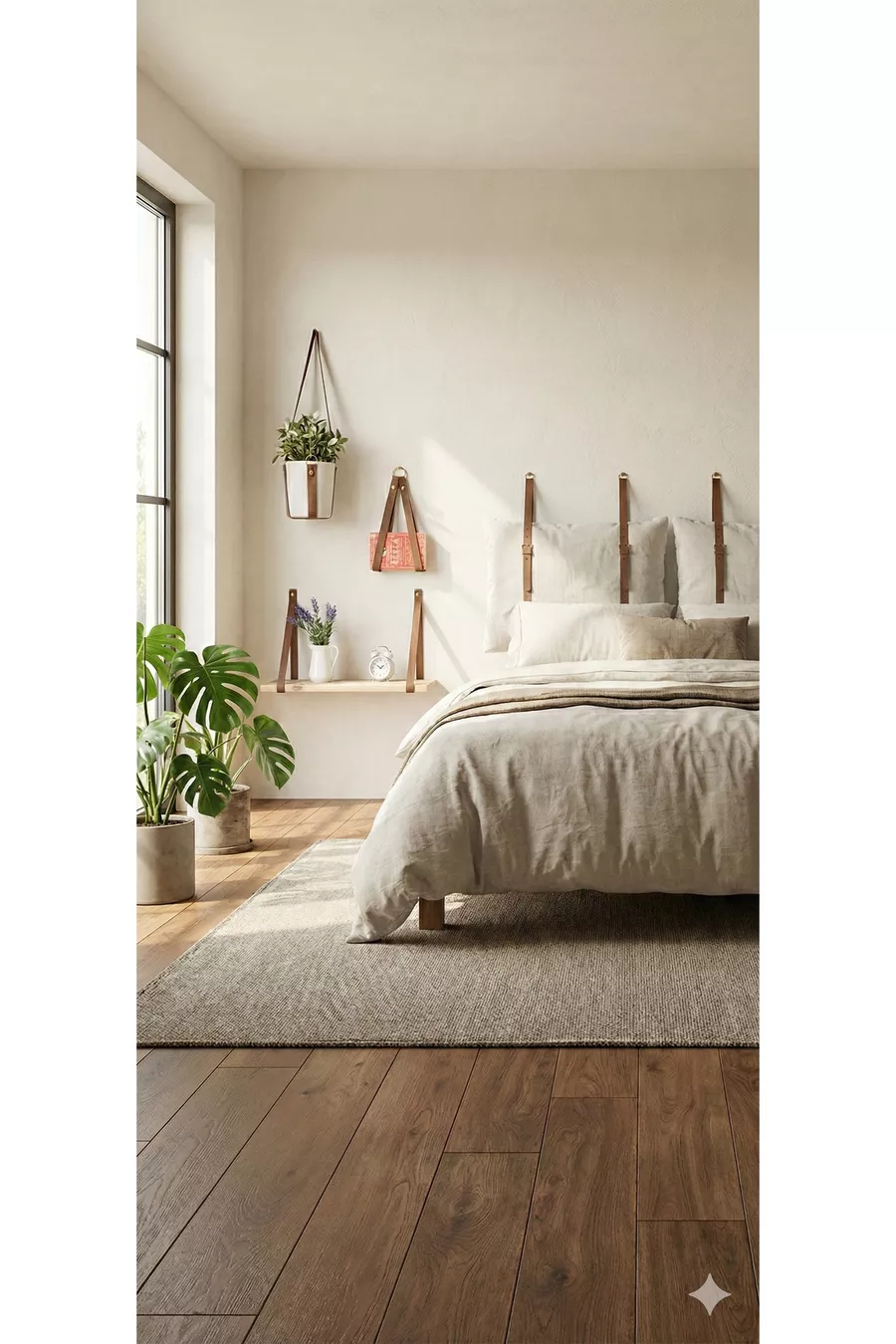 Ensemble de chambre moderne Lit avec sommier et tête de lit + 2 chevets muraux Type hôtel 4 pièces