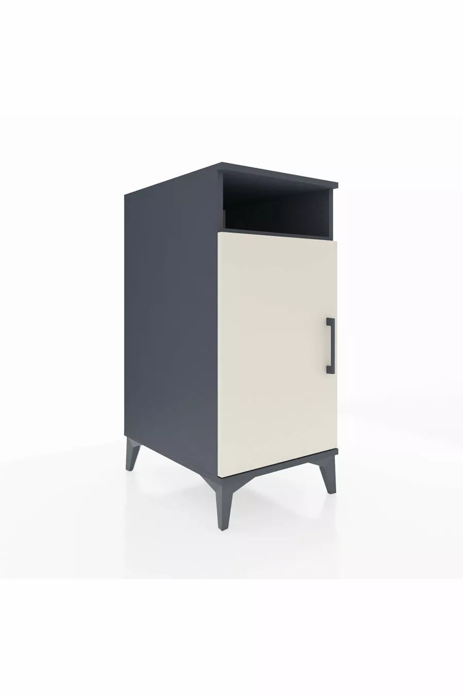 Table de chevet Kronos avec 3 étagères et 1 porte Anthracite-Pierre de lune