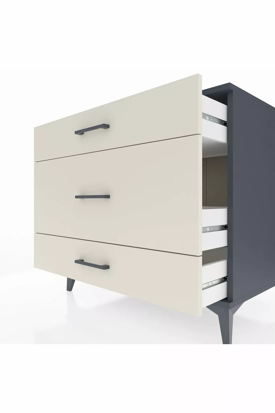 Commode Kronos 3 tiroirs Anthracite-Pierre de lune