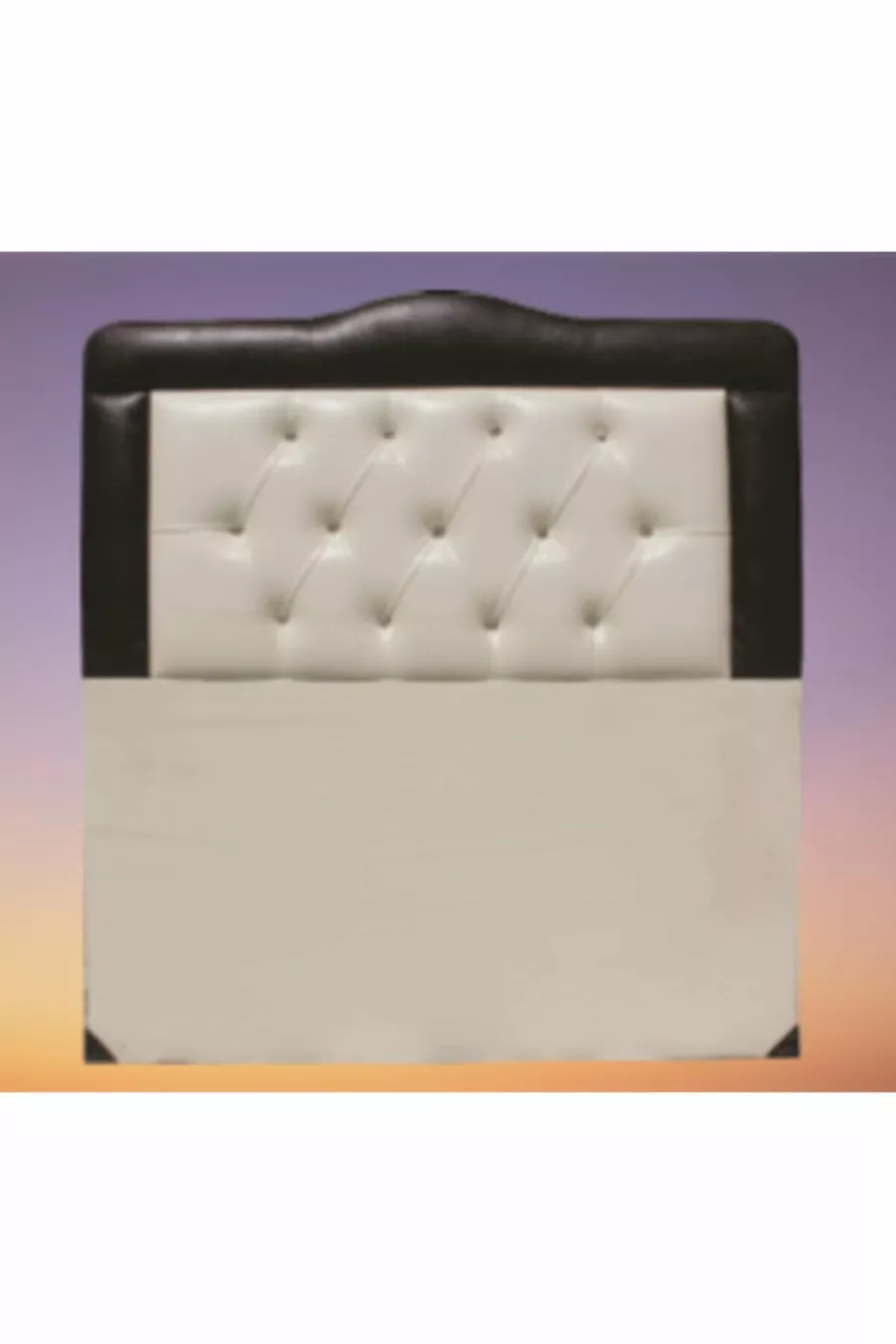 Tête de lit en cuir synthétique couleur crème café avec capitonnage