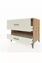 Commode Kronos à une étagère et 2 tiroirs en pin et pierre de lave