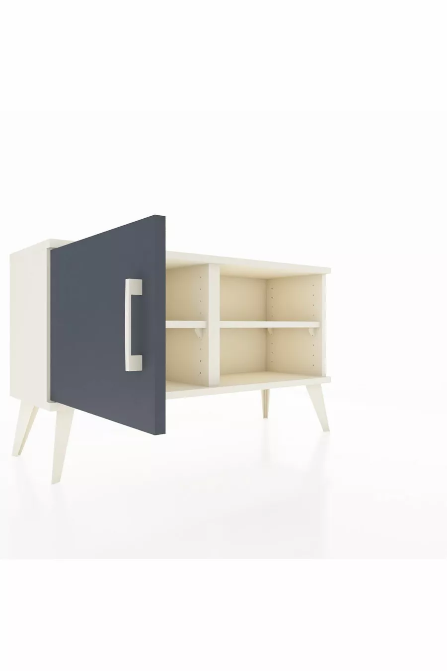 Commode Arges avec 2 étagères et une porte Pierre de lune-Anthracite/Pierre de lune