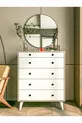 Commode Cordoba Blanc Brillant-marron 5 Tiroirs Commode de Campagne Table de Chevet en Bois