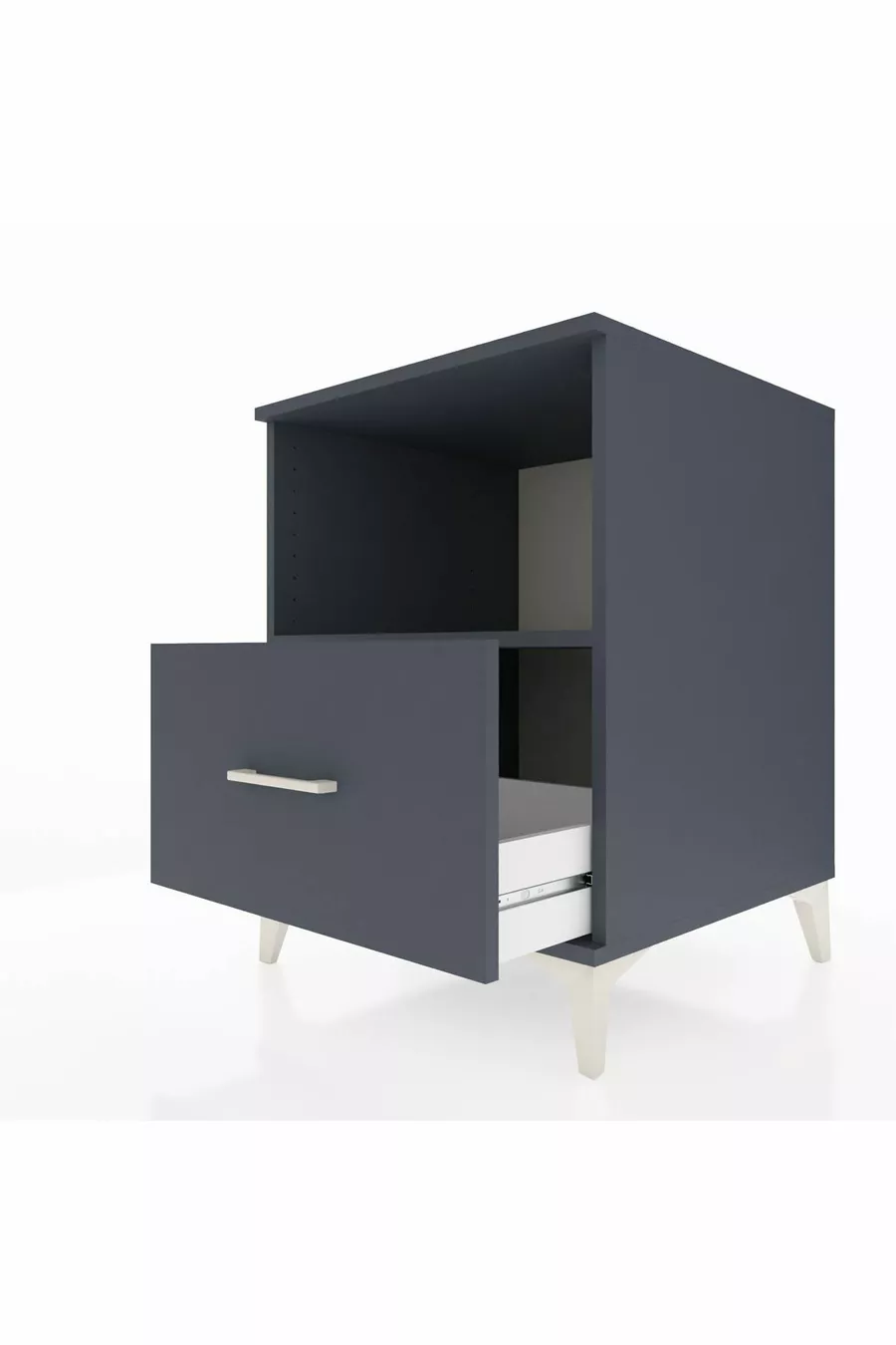 Chevet Kronos à une étagère et un tiroir Anthracite-Anthracite