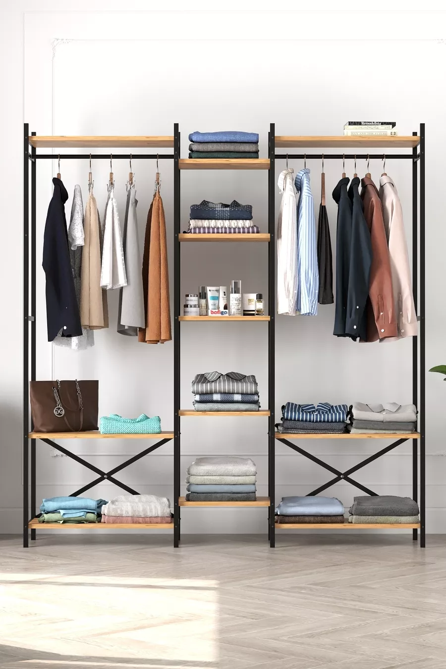 Armoire métallique à  étagères Porte-manteau métallique Armoire ouverte Armoire à vêtements Vestiaire Openix Pin