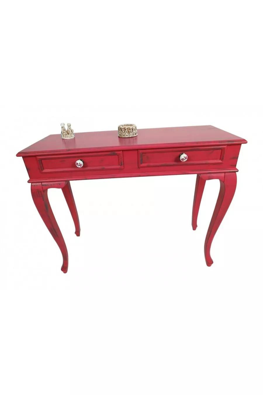 Coiffeuse Rouge Vieillie avec Tiroirs Lükens cm