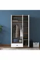 Armoire Rani  Wardrobe 3 portes 1 tiroir 6 étagères 1 panier suspendu Noyer - Blanc