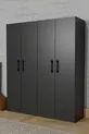  ARENA ARMOIRE GRIS ANTHRACITE 4 PORTES, 2 BARRES POUR PENDERIES, 6 ÉTAGÈRES