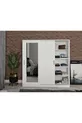 Armoire blanche Samira en MDF avec portes coulissantes et miroir, 3 portes