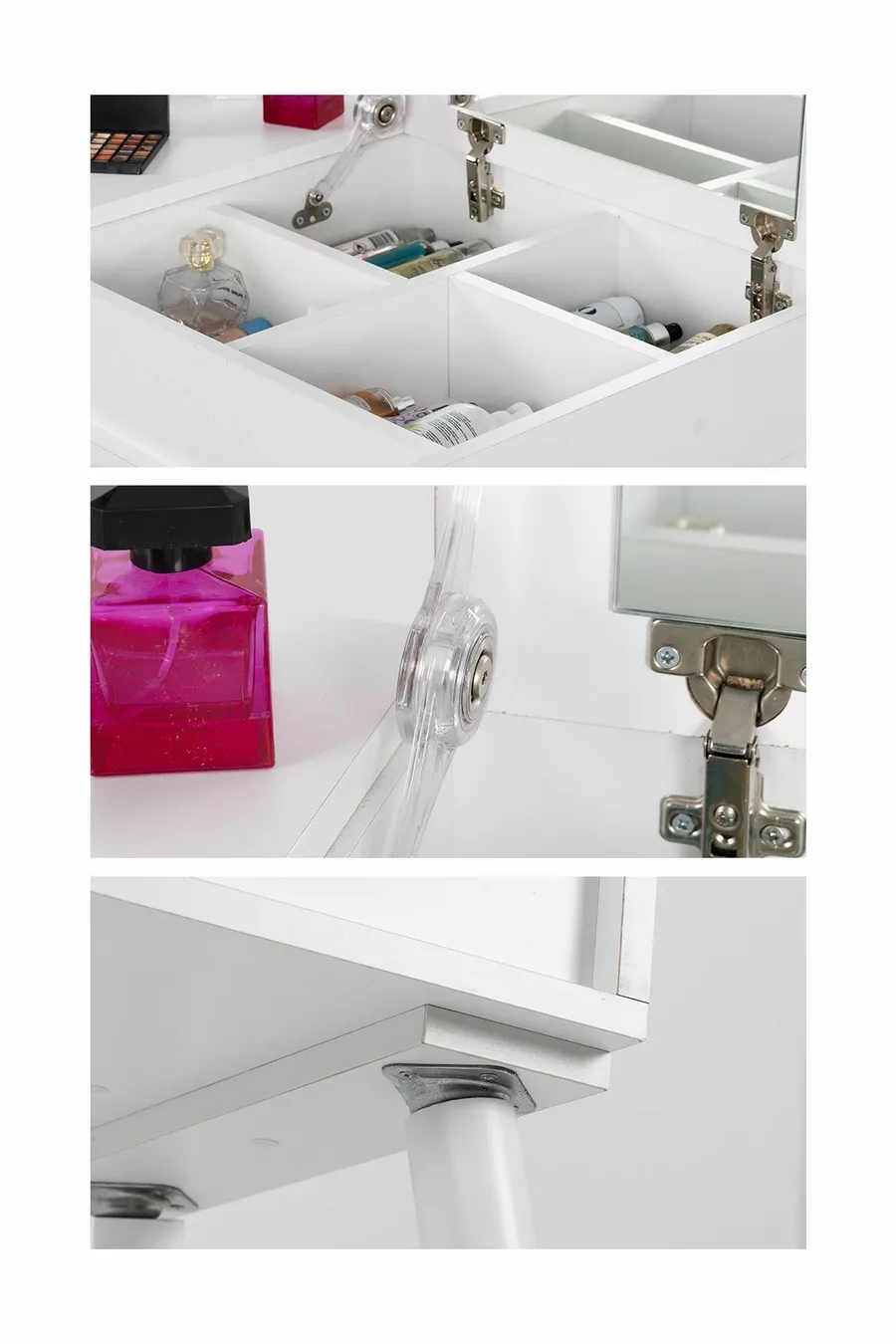 Table de maquillage Table de toilette avec miroir / Blanc
