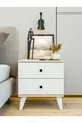 Table de chevet Cordoba en bois avec tiroirs blanc brillant et marron pour chambre à coucher