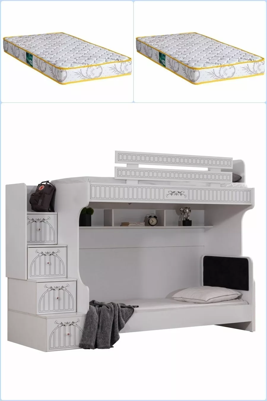 Lits superposés, Lit superposé Londres avec 2 matelas Comfort