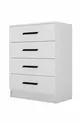 Gm Almina Commode Blanche à 4 Tiroirs avec Poignées Noires
