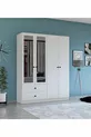 Armoire 4 portes 2 tiroirs GM  Novado avec poignées boutons et miroir