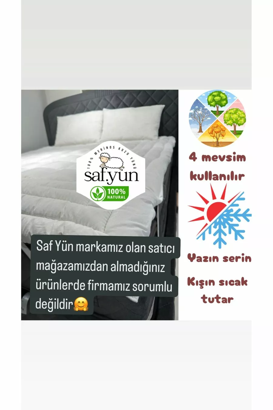 Matelas double en pure laine / 2 kg de laine de mérinos pure d'agneau