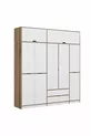 Armoire Elina à 5 portes avec penderie - Doré/Blanc