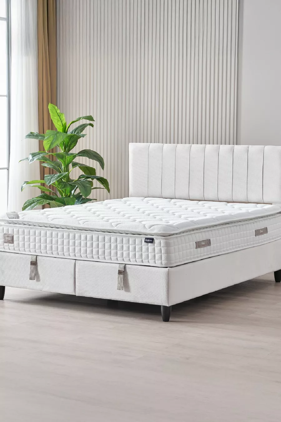 Matelas Zambak Modèle Double avec Paquet de Ressorts et Protection, Entièrement Orthopédique et Antibactérien