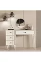COIFFEUSE ROSE AVEC MIROIR (PIEDS EN BOIS) CADRE EN MDF, 4 TIROIRS, BLANC
