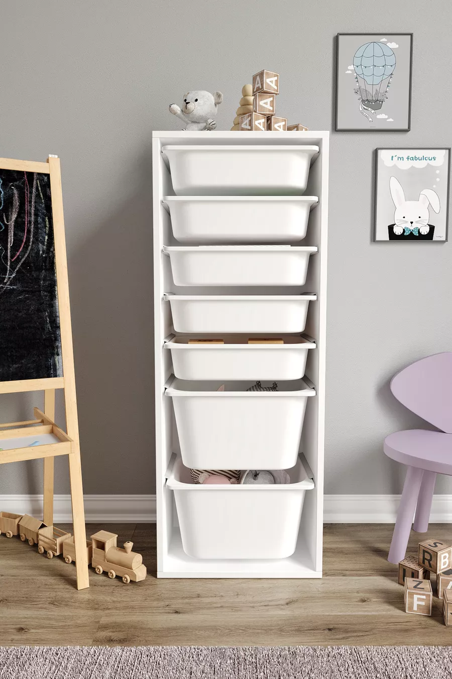 % MDF - Armoire à Jouets XL Mono 7 Paniers
