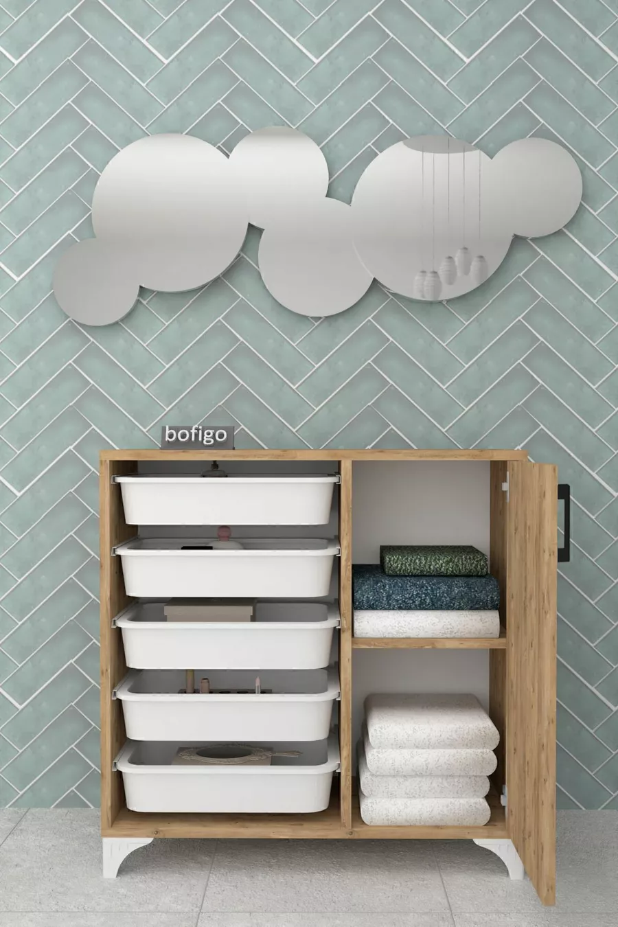 Armoire à 5 paniers Armoire polyvalente Armoire à jouets Kayra Pin