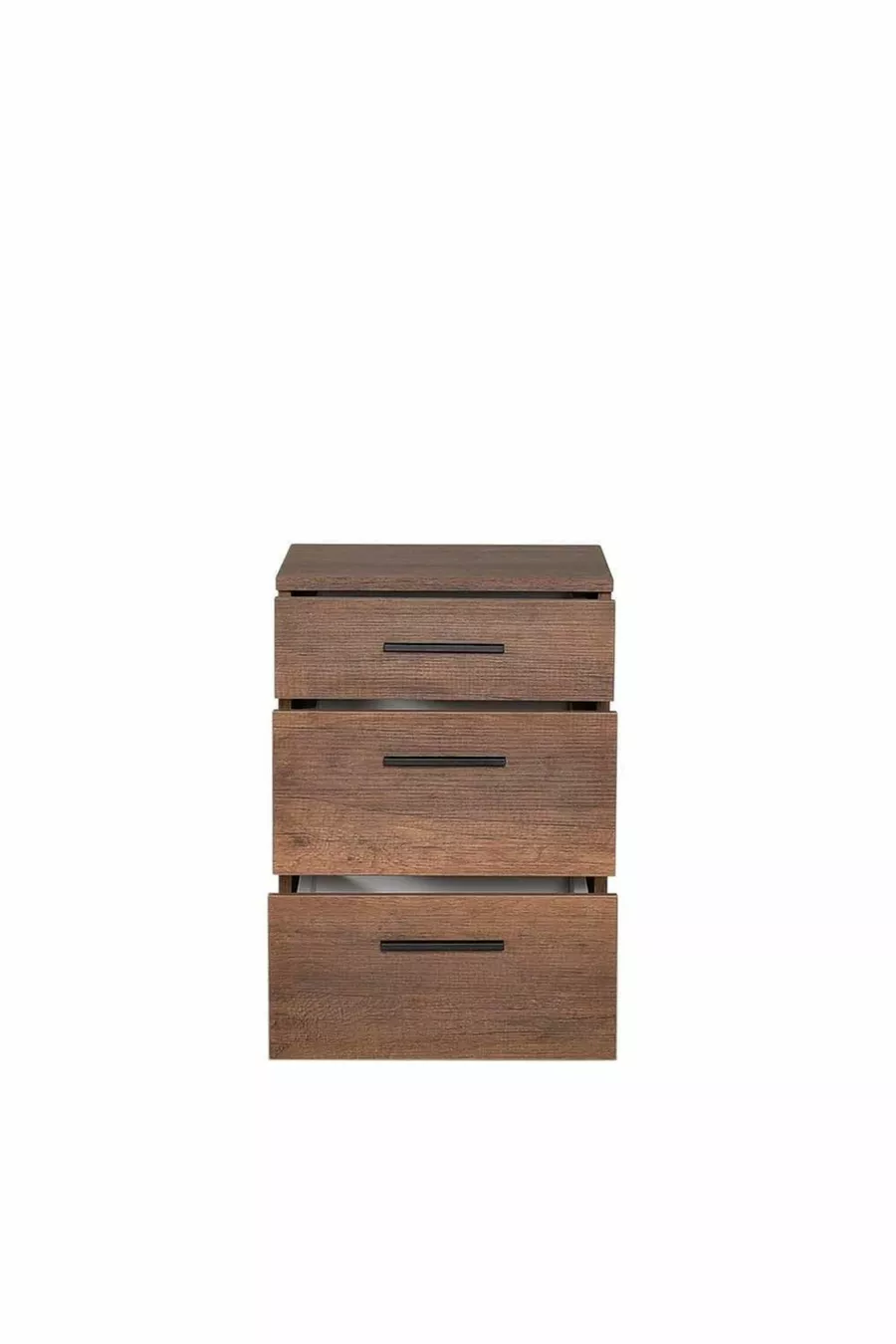 Table de chevet Trendline à 3 tiroirs - noyer foncé (noyer Oslo) Cm (l x P x H)