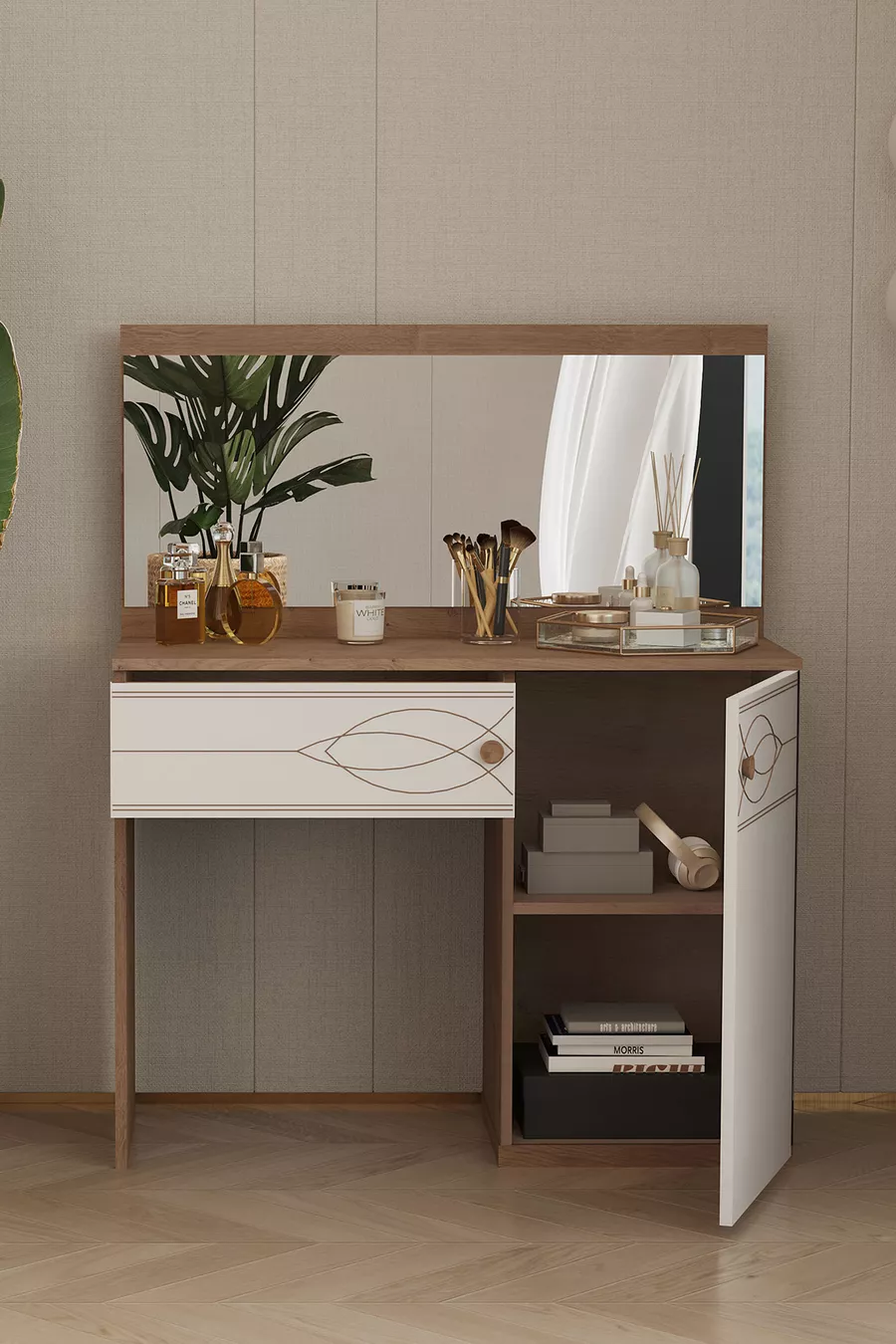 Commode Alvin à miroir - Chêne jaune