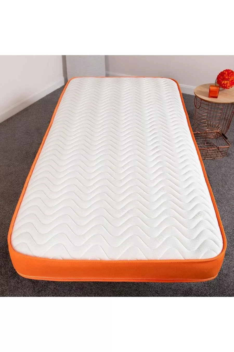 Matelas en mousse entièrement orthopédique avec options de taille, orange cm