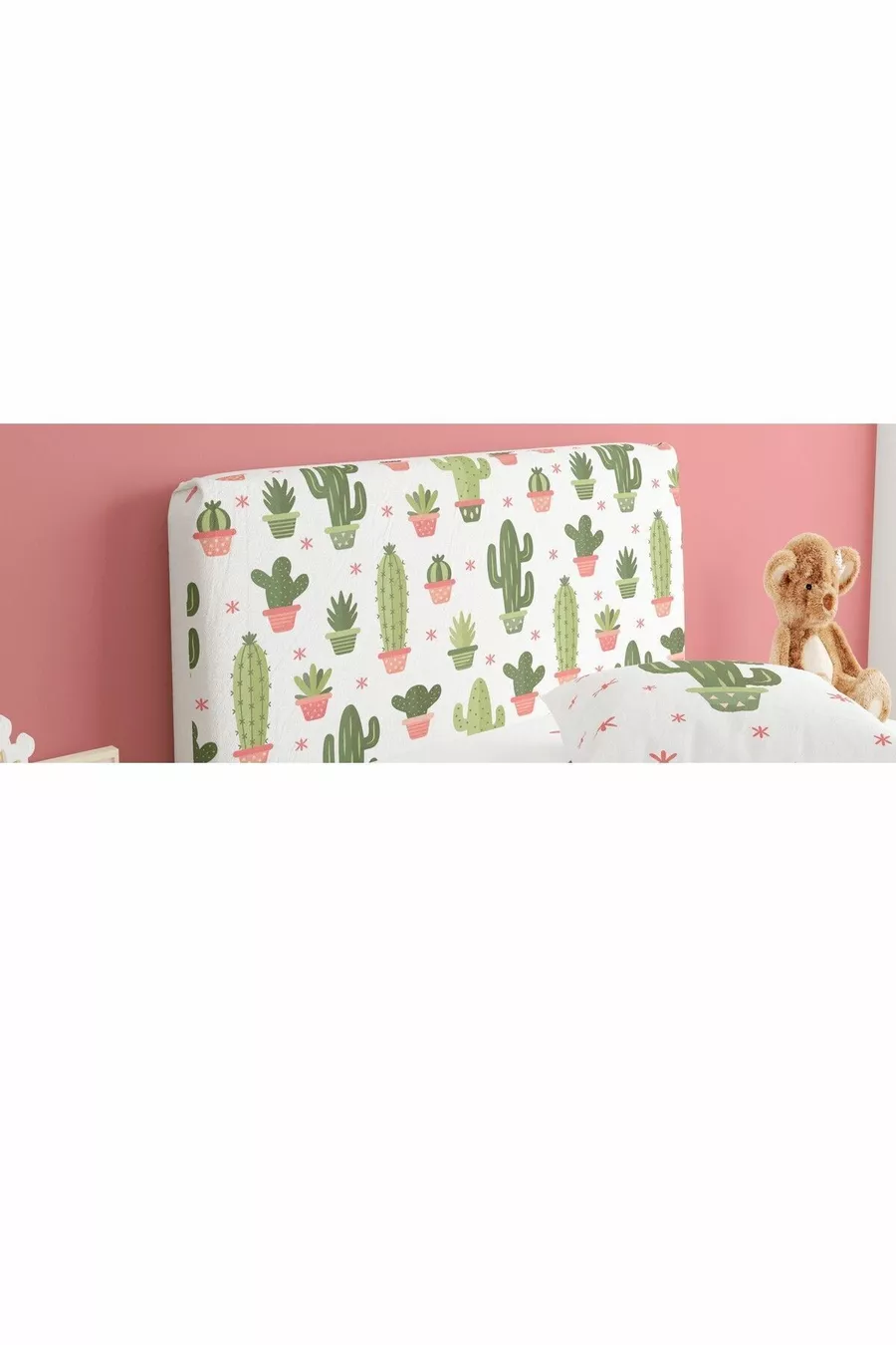 Housse de tête de lit Base Motif Cactus sur fond blanc