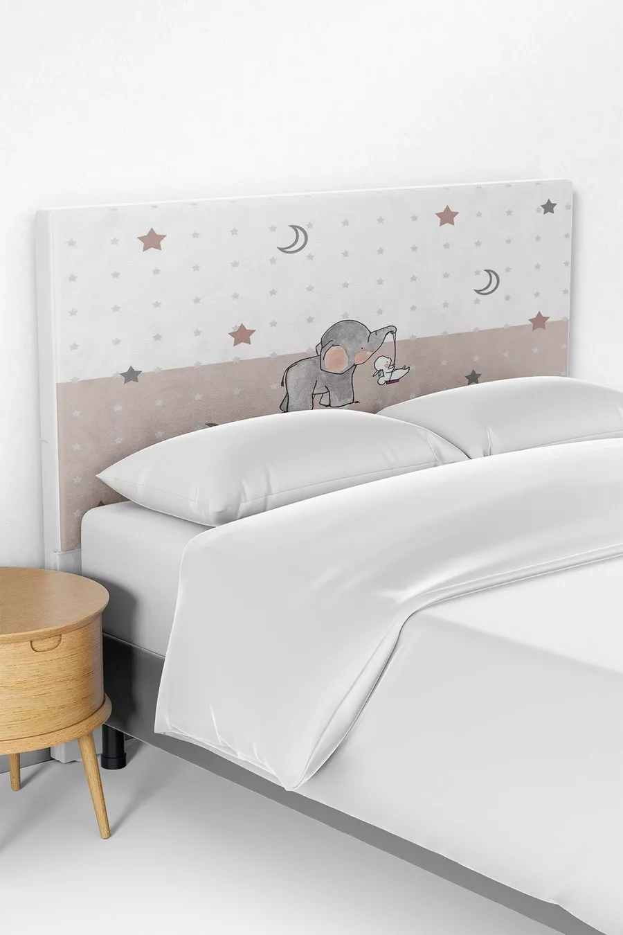 Housse de tête de lit pour chambre d'enfant avec motif éléphant et étoiles