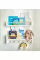 Bibliothèque murale Montessori à 2 étagères avec crochets, MDF blanc